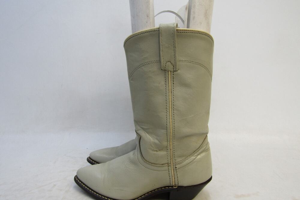 ACME Womens Size 5 M Beige Leather Cowboy Western Boots